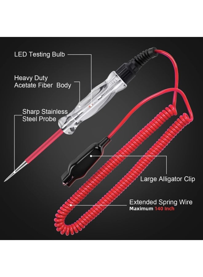 LED Bulb Automotive Circuit Tester, 3-48V Test Light with 135 Inch PU Extended Spring Wire, Sharp Hard Steel Probe Vehicle Circuits Low DC Voltage Light Tester - Image 2