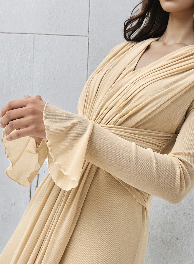 2Xtremz Lurex Accent 2Xtremz Maxi Nylon Blend Dress with Bell Sleeves - Image 4