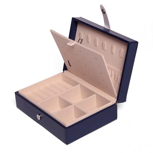 ketmart Jewellery Organiser PU Leather Magnetic Buckle Portable Storage Box Case with Dividers Container for Rings, Earrings, Necklace Home Organizer, (Color-Blue) - Image 2