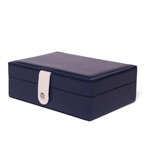 ketmart Jewellery Organiser PU Leather Magnetic Buckle Portable Storage Box Case with Dividers Container for Rings, Earrings, Necklace Home Organizer, (Color-Blue) - Image 1
