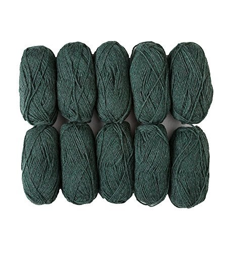 KnitPicks Knit Picks Wool of The Andes Yarn Pack - 10 Skeins of Green 100% Wool Worsted Weight Yarn (Noble Heather) - Image 1
