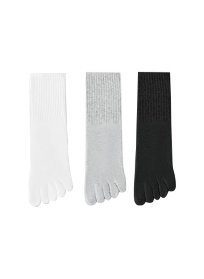 Yiershuang 【100% Cotton】 Men's Five-toe Socks Spring Autumn 10a Antibacterial Deodorant Sweat-absorbing Sports Breathable Mid-calf Socks
