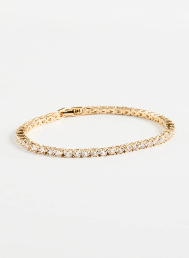 SHASHI Women's Tennis Clasp Bracelet, Gold, One Size - Image 2