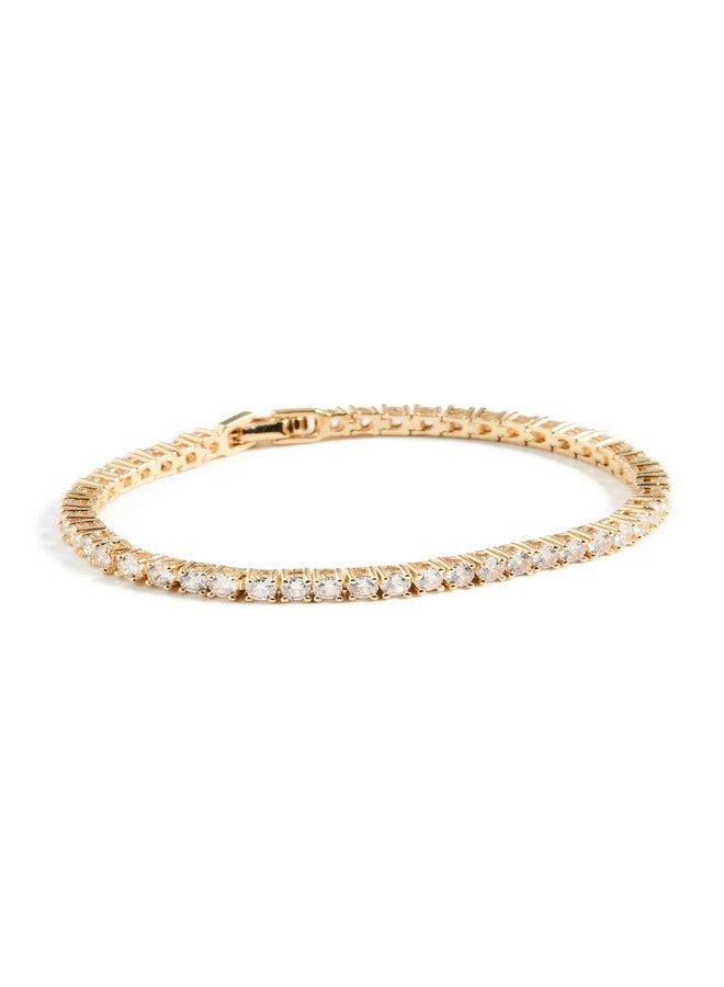 SHASHI Women's Tennis Clasp Bracelet, Gold, One Size - Image 1