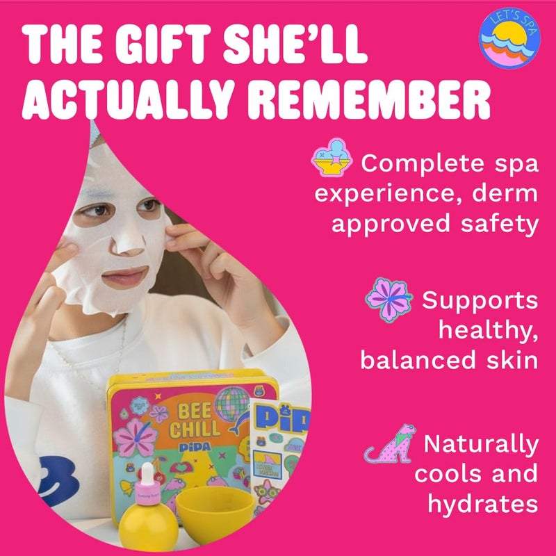 Pipa Skincare Bee Chill Spa Kit | Gentle Essential Self-Care Set for Tweens | Non-Toxic, Clean Ingredients, Dermatologist & Pediatrician Approved | Galentines Gift for 8 to 12 Girls - Image 2