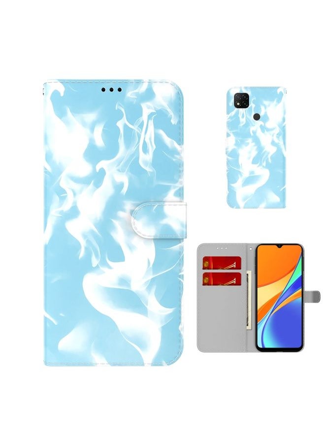 HuHa Case Cover For Xiaomi Redmi 9C Cloud Fog Pattern Horizontal Flip Leather Case with Holder & Card Slot & Wallet Sky Blue 