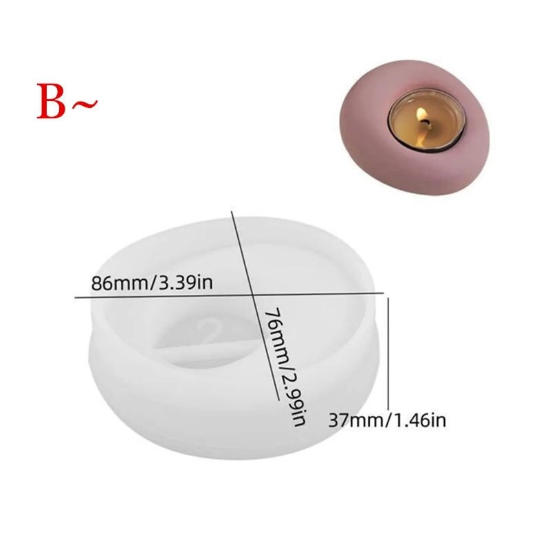 FirstTry Tealight Candle Holder Mold I 3D Irregular Round Shape Candlestick Epoxy Casting Silicone Mould I for DIY Handmade Art Craft Jewelry Storage Box Trinket Container Home Table Decoration (B) - Image 2