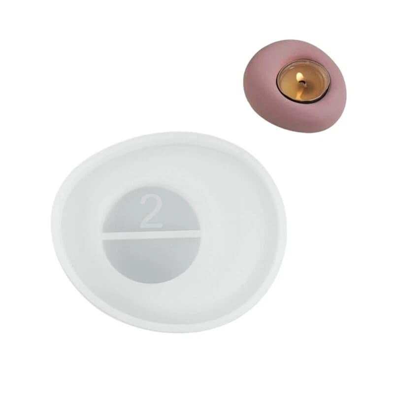 FirstTry Tealight Candle Holder Mold I 3D Irregular Round Shape Candlestick Epoxy Casting Silicone Mould I for DIY Handmade Art Craft Jewelry Storage Box Trinket Container Home Table Decoration (B) - Image 1