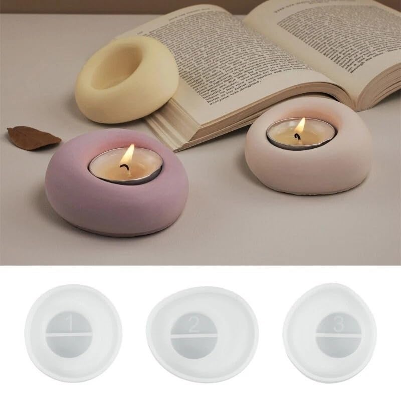 FirstTry Tealight Candle Holder Mold I 3D Irregular Round Shape Candlestick Epoxy Casting Silicone Mould I for DIY Handmade Art Craft Jewelry Storage Box Trinket Container Home Table Decoration (B) - Image 3
