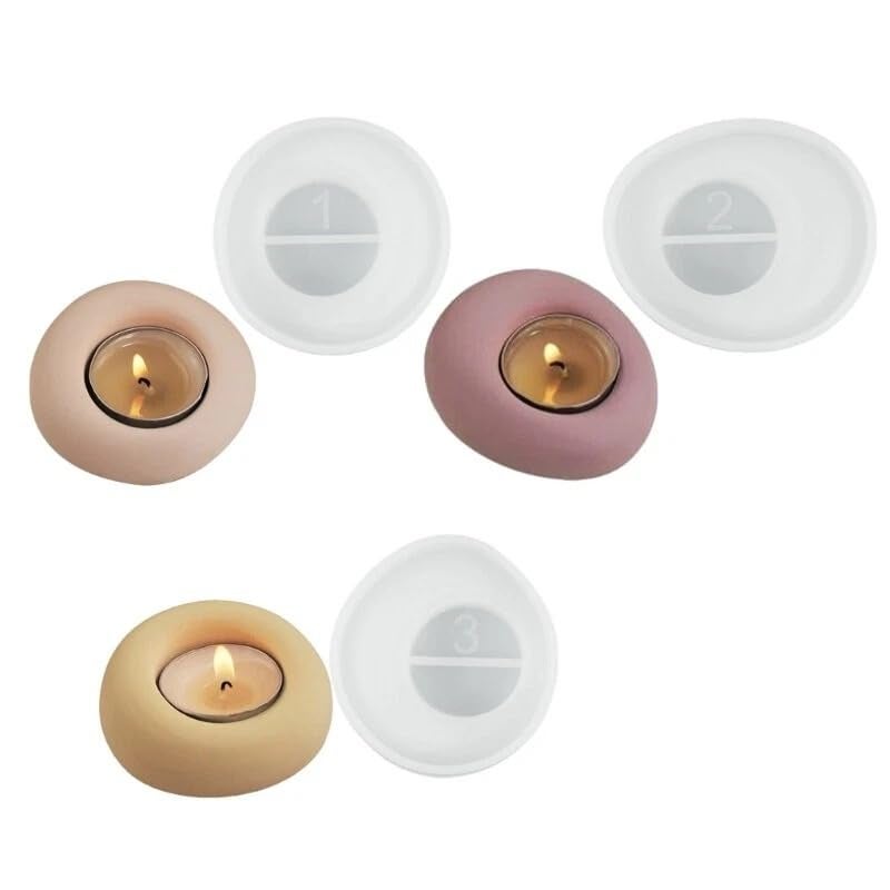 FirstTry Tealight Candle Holder Mold I 3D Irregular Round Shape Candlestick Epoxy Casting Silicone Mould I for DIY Handmade Art Craft Jewelry Storage Box Trinket Container Home Table Decoration (B) - Image 5