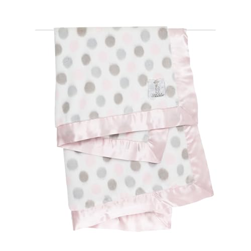 Little Giraffe Baby Blanket Luxe Soft Blanket with Satin Trim Baby Stroller Blanket Newborn Baby Essentials Baby Gifts 29x35 Dot Pink