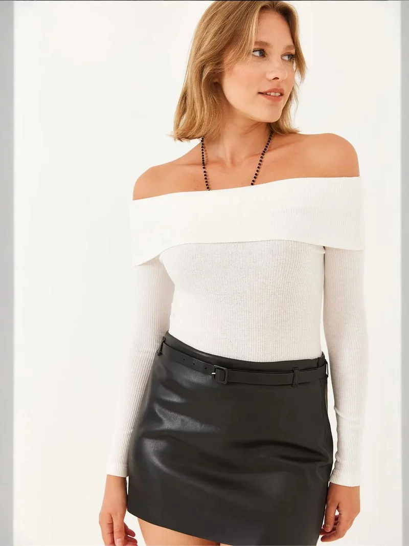 Bianco Lucci LUCCI Ribbed Textured Blouse