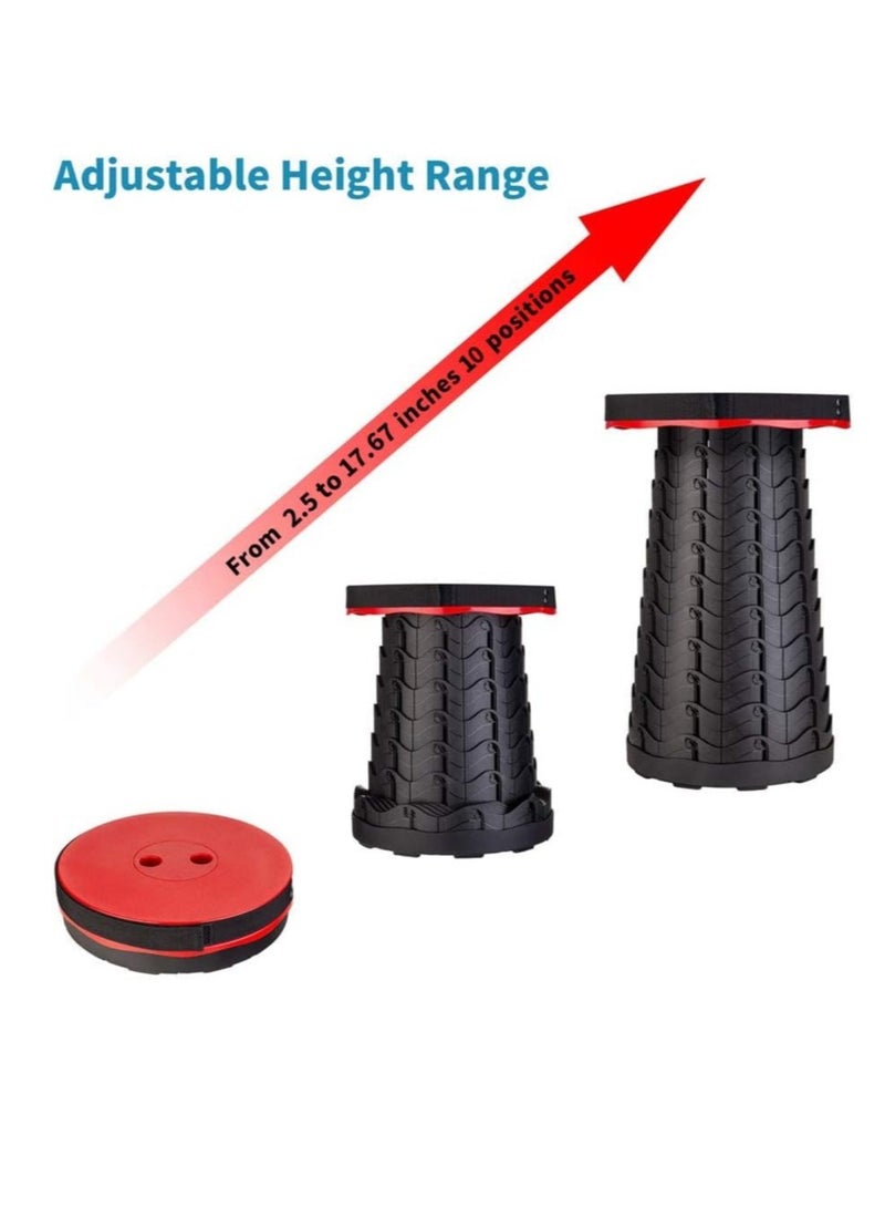ELTRAZONE Folding Stools for Adults Portable, Lightweight Portable Stool，Retractable Telescopic Seat for Children,Upgraded Small and Lightweight Expandable Stool for Outdoor Fishing Barbecue Travel (Red) - Image 4