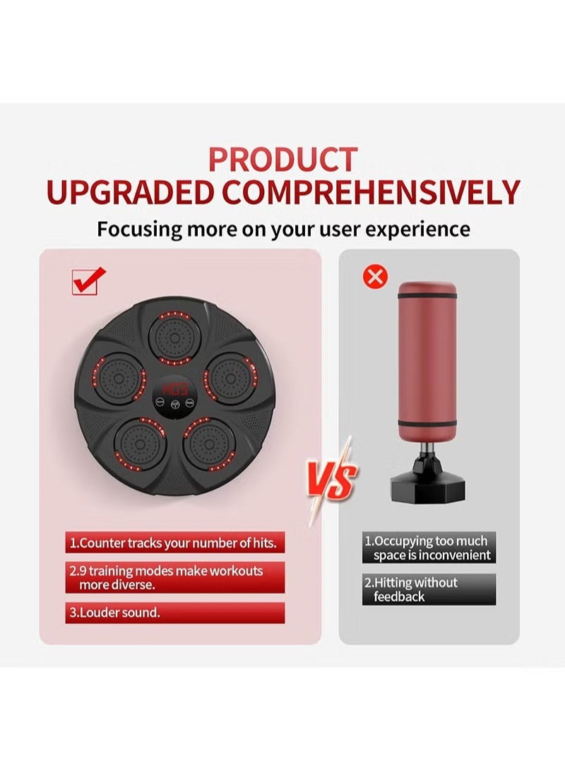 دامين جهاز تدريب ملاكمة موسيقي مثبت على الحائط مع قفازات ملاكمة وأضواء ووسادات ملاكمة مستهدفة بمستشعر بلوتوث، معدات تمرين منزلية محمولة - Image 5