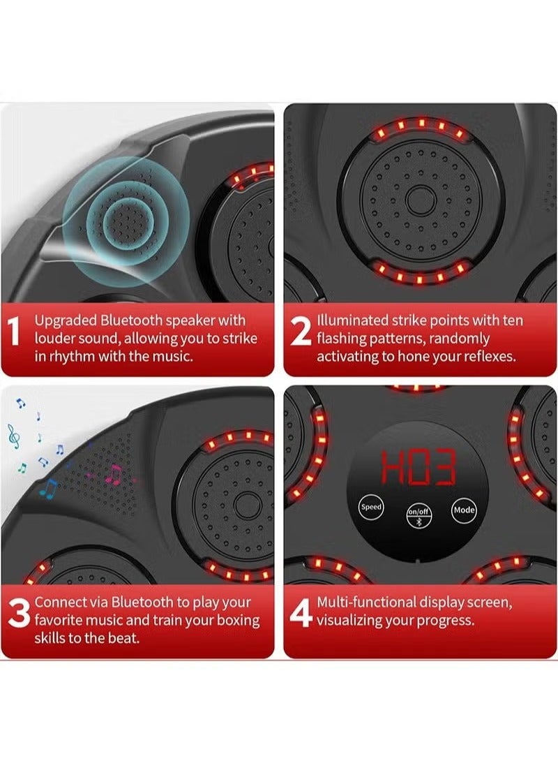 دامين جهاز تدريب ملاكمة موسيقي مثبت على الحائط مع قفازات ملاكمة وأضواء ووسادات ملاكمة مستهدفة بمستشعر بلوتوث، معدات تمرين منزلية محمولة - Image 4