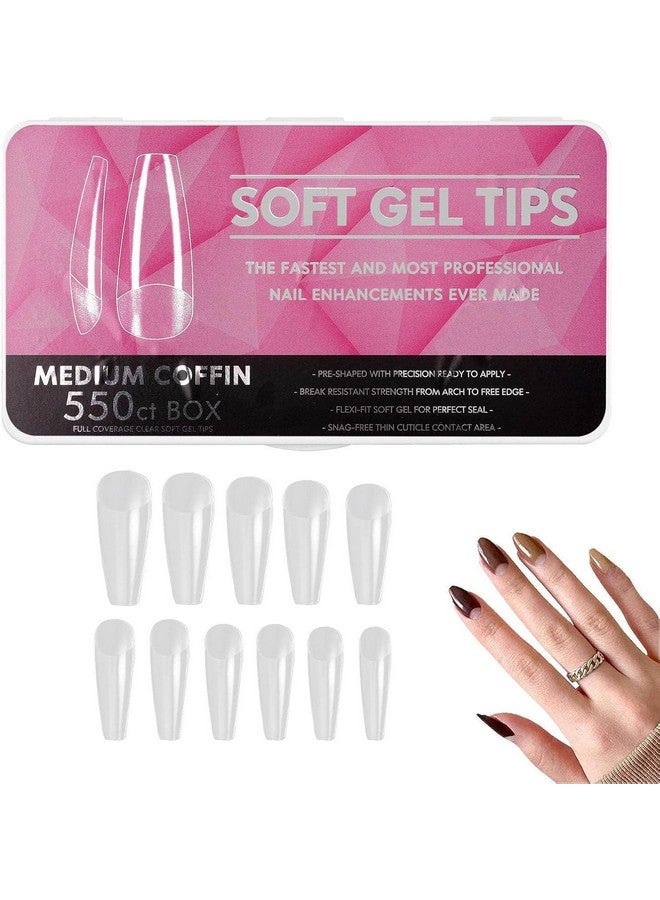NAILWIND Nail Tips,soft Gel Full Cover Nails, Clear Acrylic Nail Tips Artificial False Nails with Box Fake Nail Extension for Nails Salons DIY (M - Coffin full, 550 pcs) - Image 2