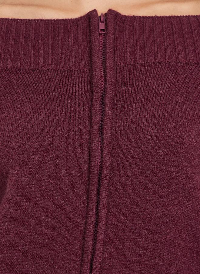 ستايلي بلوزة محبوكة بأكتاف مكشوفة وسحَّاب غلق - Image 3