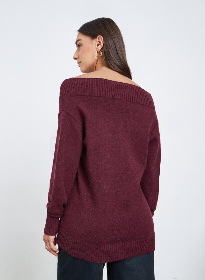 ستايلي بلوزة محبوكة بأكتاف مكشوفة وسحَّاب غلق - Image 4