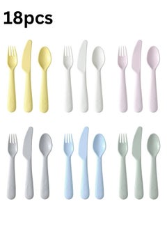 Ikea 18 Piece Kids Cutlery Set 6 Spoons 6 Forks 6 Knives BPA Free Multicolor  - Image 1