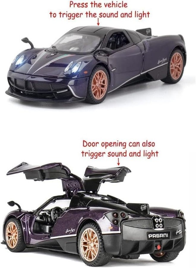 QQ Show سيارة لعبة QQ Show Play Boy 1:24 Big Pagani Huayra مصنوعة من سبيكة معدنية مصبوبة، تعمل بنظام السحب للخلف، مزودة بأبواب قابلة للفتح وإضاءة وموسيقى، مناسبة للأطفال (متعددة الألوان). - Image 4