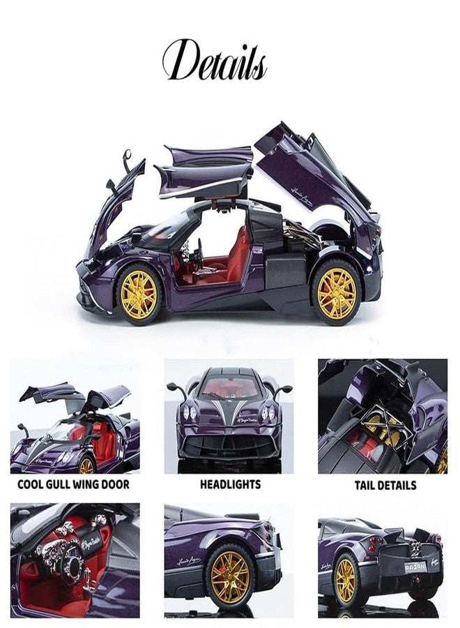 QQ Show سيارة لعبة QQ Show Play Boy 1:24 Big Pagani Huayra مصنوعة من سبيكة معدنية مصبوبة، تعمل بنظام السحب للخلف، مزودة بأبواب قابلة للفتح وإضاءة وموسيقى، مناسبة للأطفال (متعددة الألوان). - Image 3
