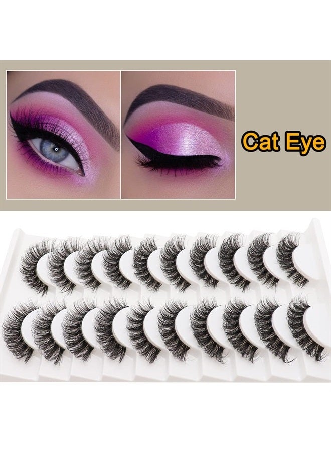 Veleasha Russian Strip Lashes with Clear Band Looks Like Eyelash Extensions D Curl Lash Strips 10 Pairs Pack (DT05) - Image 3