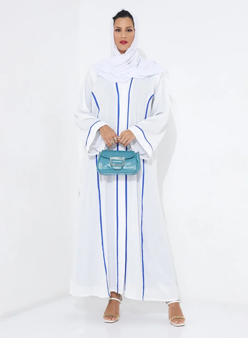Rosette Abaya White Blue-700