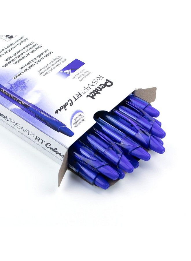 Pentel قلم حبر جاف جديد قابل للسحب من R.S.V.P. Rt Colors، متوسط الخط، حبر أزرق، علبة من 12 قلم (Bk93Crcc) - Image 4