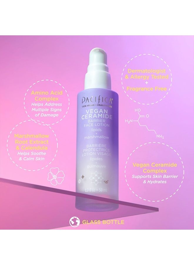 Pacifica لوسيون الوجه لإصلاح حاجز السيراميد النباتي، مرطب خفيف الوزن، مرطب مائي، للبشرة الجافة، مختبر من قبل أطباء الجلد، آمن للبشرة الحساسة، خالي من العطور، 100% نباتي + خالي من القسوة - Image 3