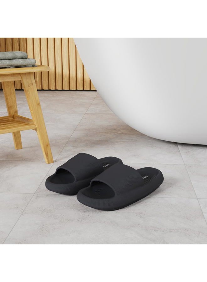 BRONAX Pillow Slippers for Women and Men | House Slides Shower Sandals | Cushioned Thick Sole, Black, 9-10 Women/7.5-8.5 Men - Image 2