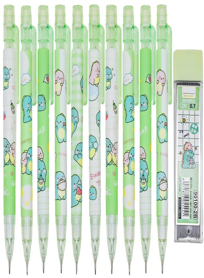 Maydahui 12 Pcs Cute 0.7mm 2B Dinosaur Mechanical Pencils With Eraser and 100 Pcs Lead Refills Dino Auto Pencils For Drawing Writing Sketching Stationery Supplies - Image 1