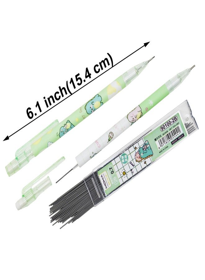 Maydahui 12 Pcs Cute 0.7mm 2B Dinosaur Mechanical Pencils With Eraser and 100 Pcs Lead Refills Dino Auto Pencils For Drawing Writing Sketching Stationery Supplies - Image 2
