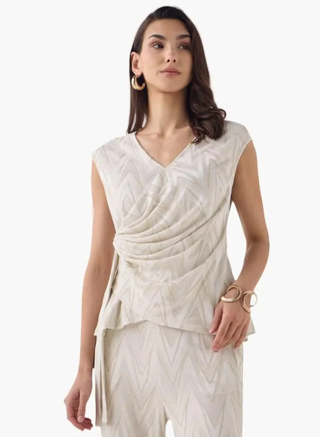 Iconic Iconic Printed Sleeveless Top with Wrap Detail
