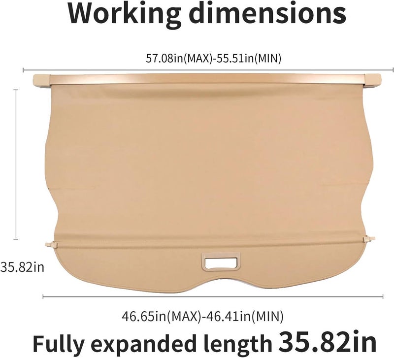BOPARAUTO Cargo Cover for Jeep Grand Cherokee Accessories Beige 2011-2019 2020 2021 Rear Trunk Shade Cover（Not fit for 2021 Winter-2022 grand Cherokee L ） - Image 2