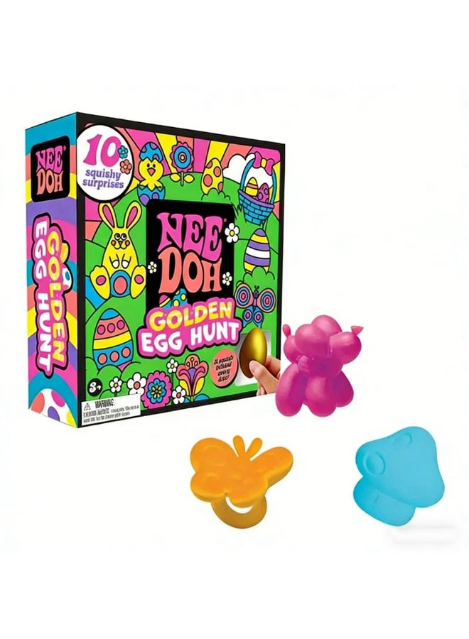 Needoh Golden Egg Hunt Squishy Surprise Set | 10 Pack Squishies with Hidden Golden Egg | Stress Relief Fidget Toys for Kids - Image 2