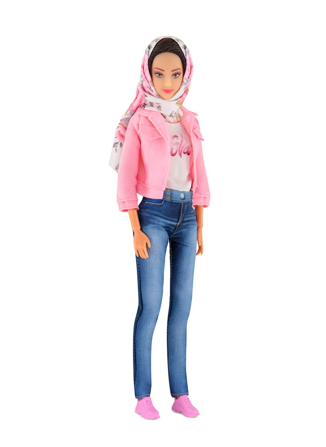 Fulla Ride And Drive Doll With Pink Car Dressed In Floral Scarf And Pink Denim Jacket Realistic Car Design For Adventure Play- Great For Imaginative Kids Who Love Pretend Travel, Perfect For Eid Gifting  - Image 3