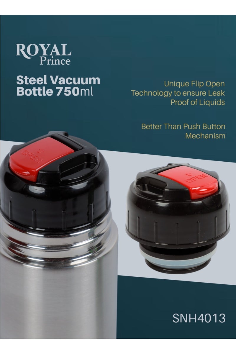 الأمير الملكي زجاجة مفرغة من الفولاذ المقاوم للصدأ سعة ٧٥٠ مل - قارورة ساخنة وباردة | زجاجة ماء مانعة للتسرب وخالية من مادة BPA مع غطاء بقفل قلاب | كوب سفر معزول حراريًا | آمنة للاستخدام في غسالة الأطباق - Image 2
