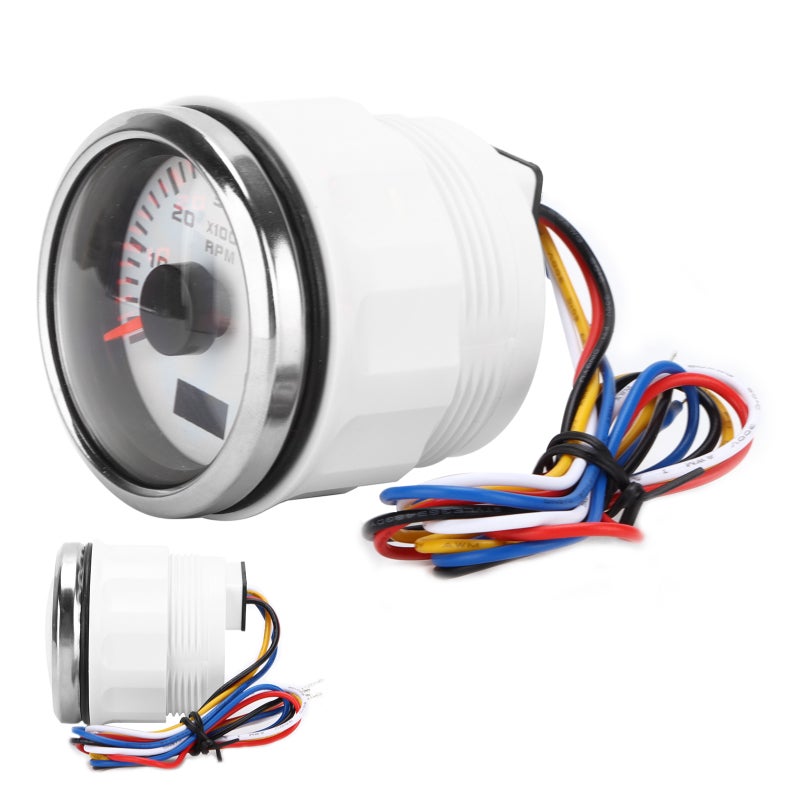 Universal Pointer Tachometer Stepper Motor High Precision - Low Power Consumption RPM Tacho Gauge with Red Backlight for Car Marine Engine - Image 2