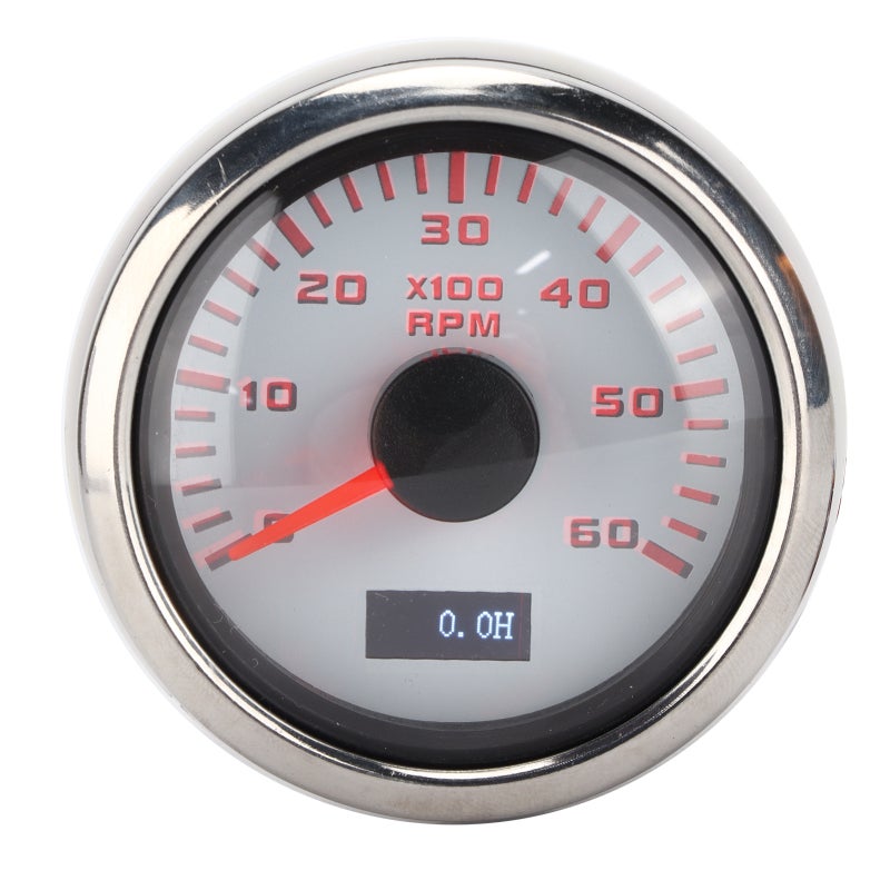 Universal Pointer Tachometer Stepper Motor High Precision - Low Power Consumption RPM Tacho Gauge with Red Backlight for Car Marine Engine - Image 1