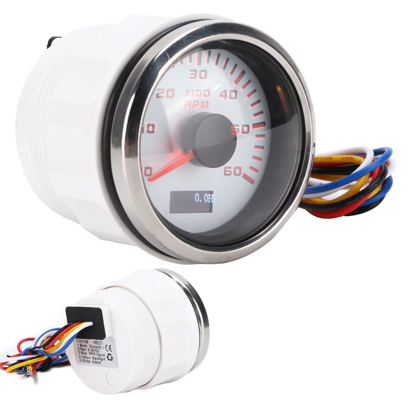 Universal Pointer Tachometer Stepper Motor High Precision - Low Power Consumption RPM Tacho Gauge with Red Backlight for Car Marine Engine - Image 5