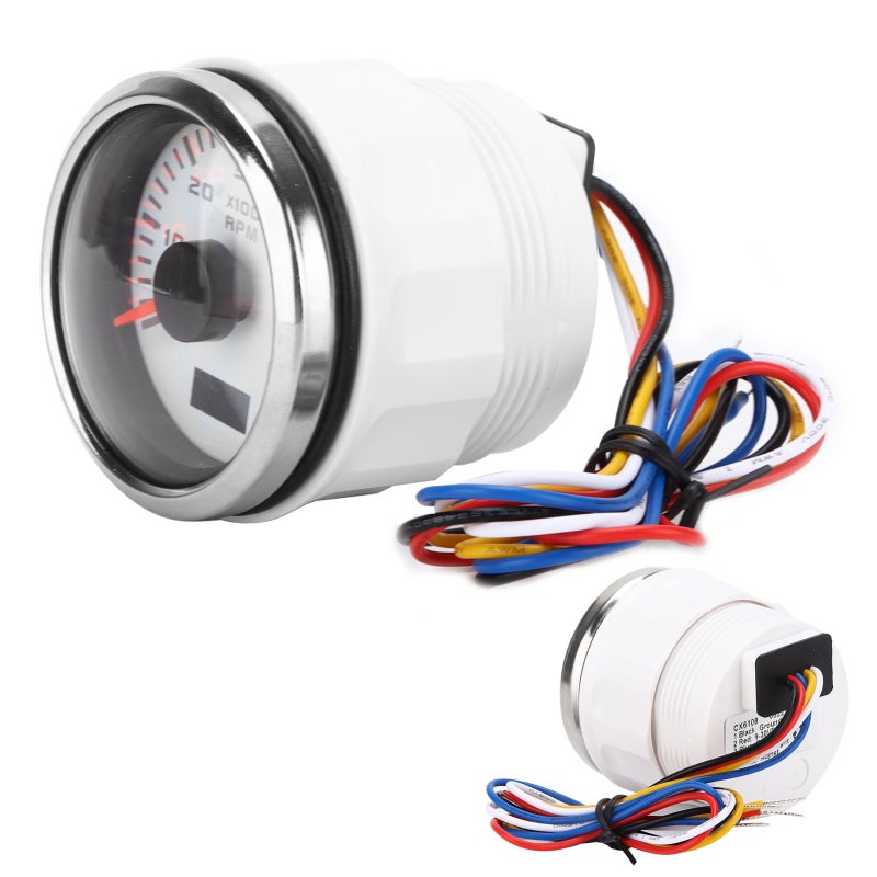 Universal Pointer Tachometer Stepper Motor High Precision - Low Power Consumption RPM Tacho Gauge with Red Backlight for Car Marine Engine - Image 4