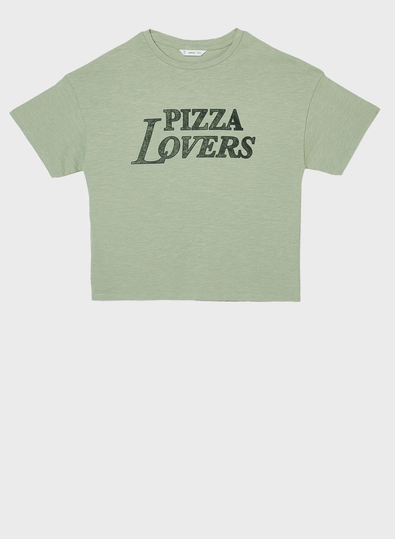 MANGO Youth Slogan Print T-Shirt - Image 1