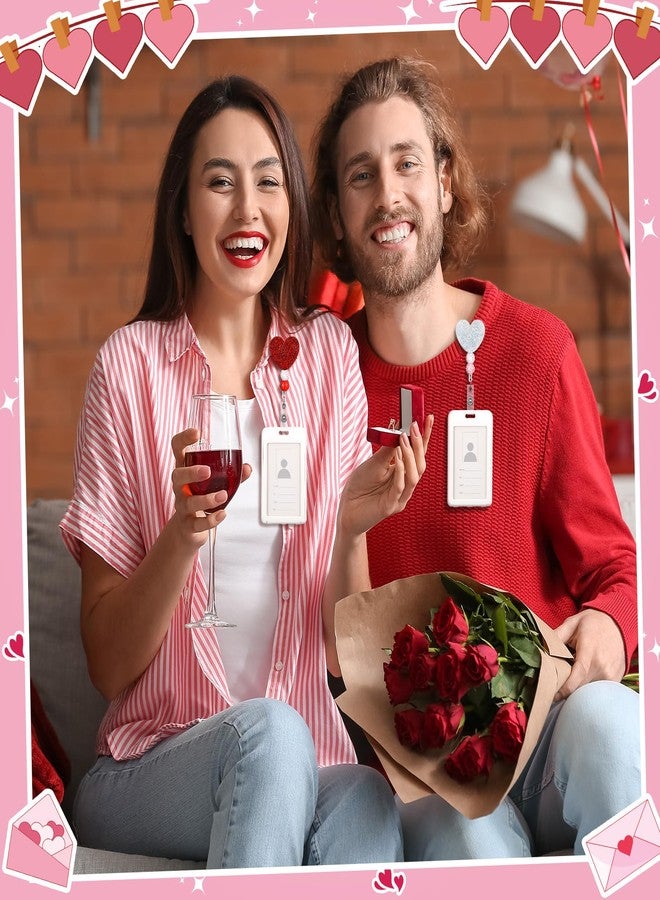 Giegxin 4 Pcs Valentines Badge Reel Retractable Acrylic Heart Love Badge Holder Reels Clips for Pediatric Nurses Medical Assistant ID Badges Name Tag Card - Image 4