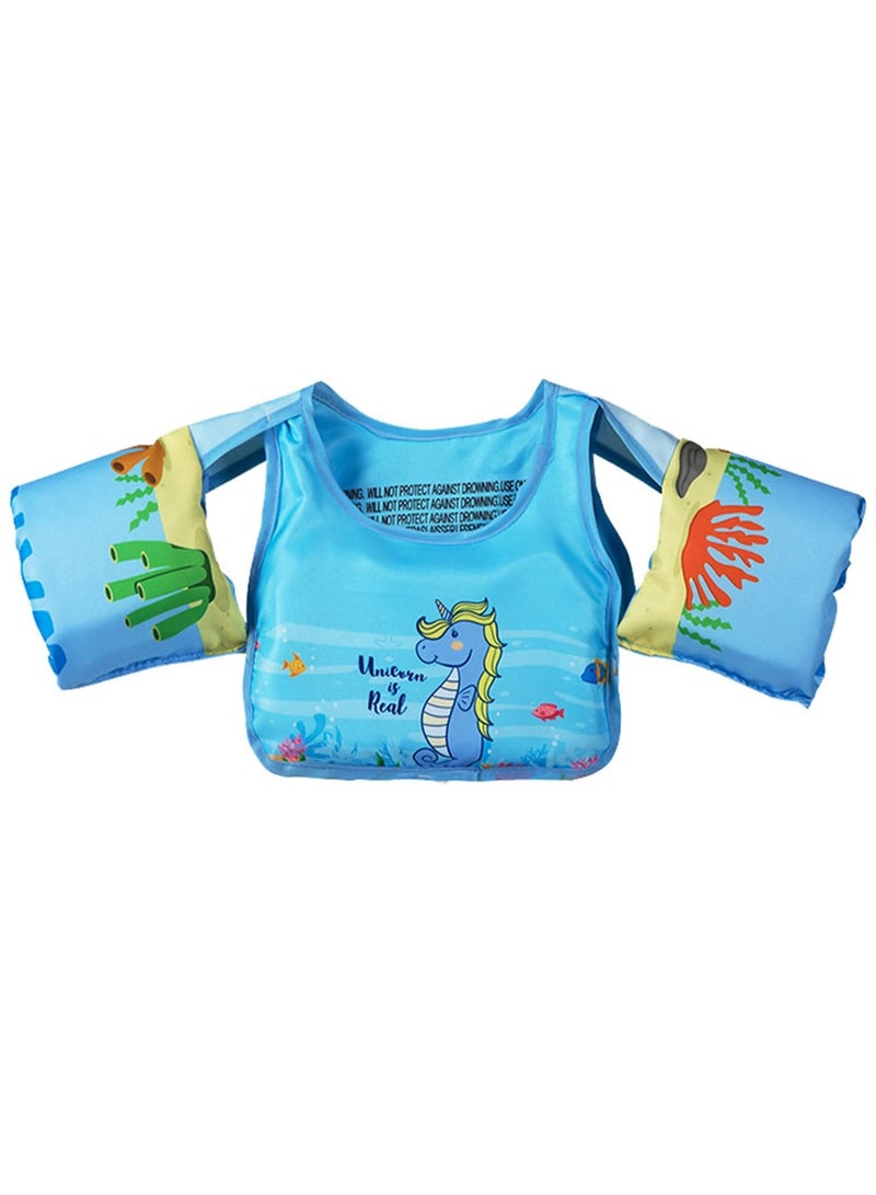 Toddler Swim Vest Kids Water Wings Arm Floaties for 30-50 Pounds Infant Safety Swim Aid Jumper Inflatable Swim Arm Bands Float Sleeves Swimming Armbands for Sea/Pool/Beach/Training (Seahorse) - Image 1