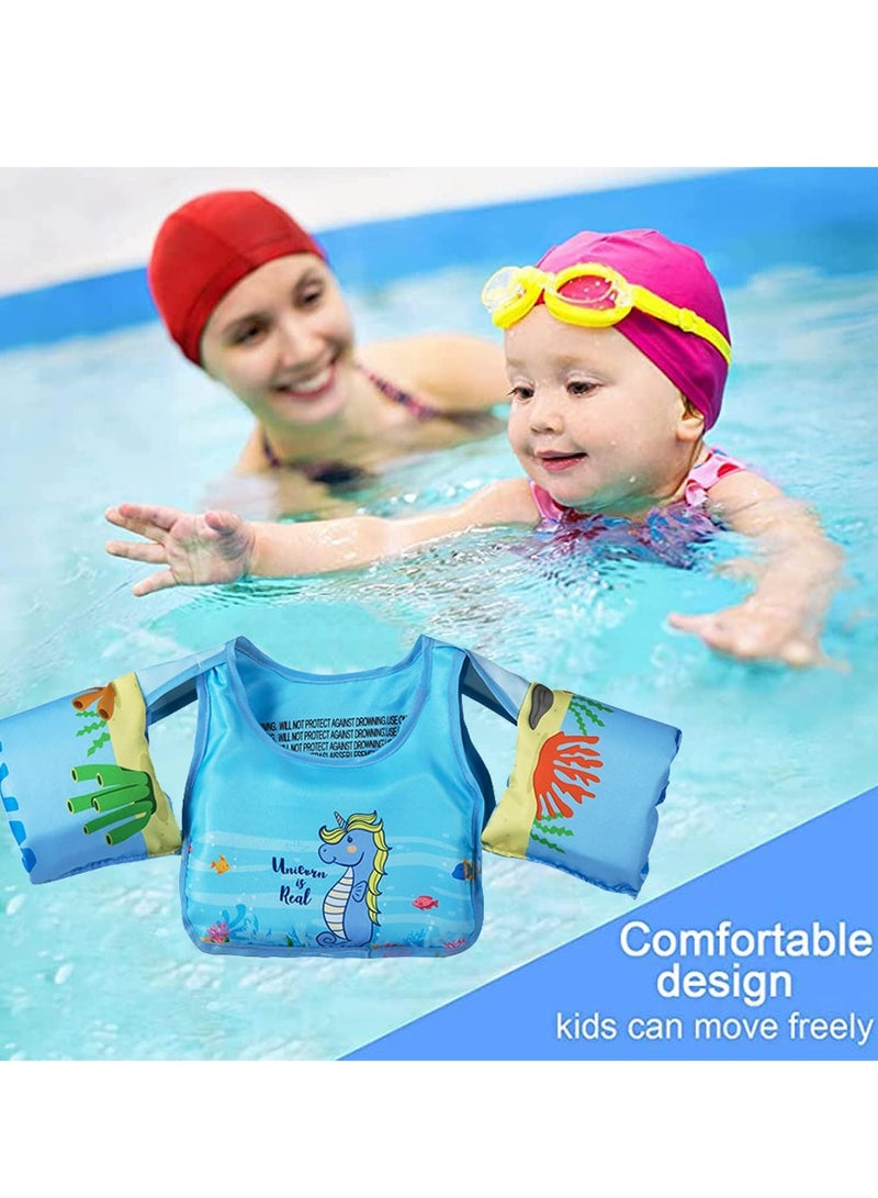 Toddler Swim Vest Kids Water Wings Arm Floaties for 30-50 Pounds Infant Safety Swim Aid Jumper Inflatable Swim Arm Bands Float Sleeves Swimming Armbands for Sea/Pool/Beach/Training (Seahorse) - Image 2