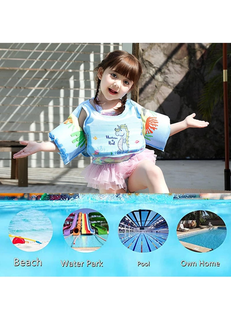 Toddler Swim Vest Kids Water Wings Arm Floaties for 30-50 Pounds Infant Safety Swim Aid Jumper Inflatable Swim Arm Bands Float Sleeves Swimming Armbands for Sea/Pool/Beach/Training (Seahorse) - Image 4