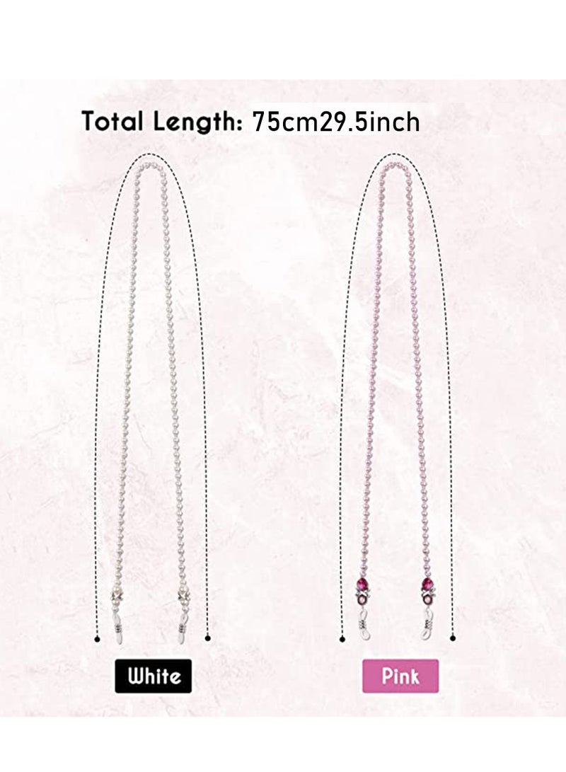 Elegant Pearl Eyeglass Chain, 2PCS Anti-Lost Sunglasses Lanyard for Women and Girls, Stylish Hook and Loop Closure, Perfect for Reading Glasses and Myopic Eyewear - Image 3