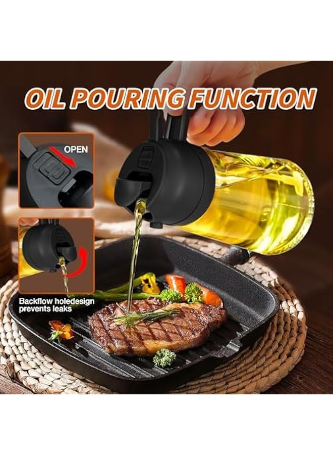 NIBEMINENT Oil Sprayer for Cooking, 2 in 1 Olive Oil Dispenser Bottle for Kitchen, 16oz/470ml Premium Glass Oil Bottle, Food-grade Oil Mister for Air Fryer, Salad, Frying, BBQ (Black) - Image 5
