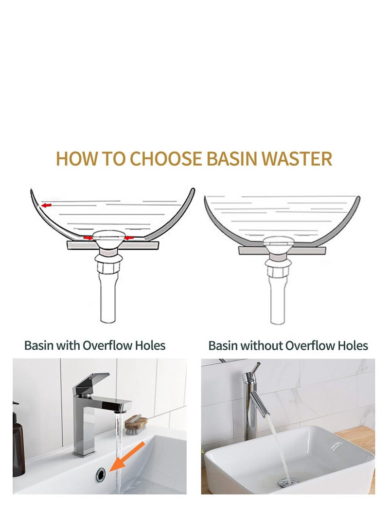 Pop Up Basin Plug - Solid Brass Click Clack Sink Waste Drainer, Universal G 1-1/4 Connection for All Standard Wash Basins, Sinks, Vanity - Image 4