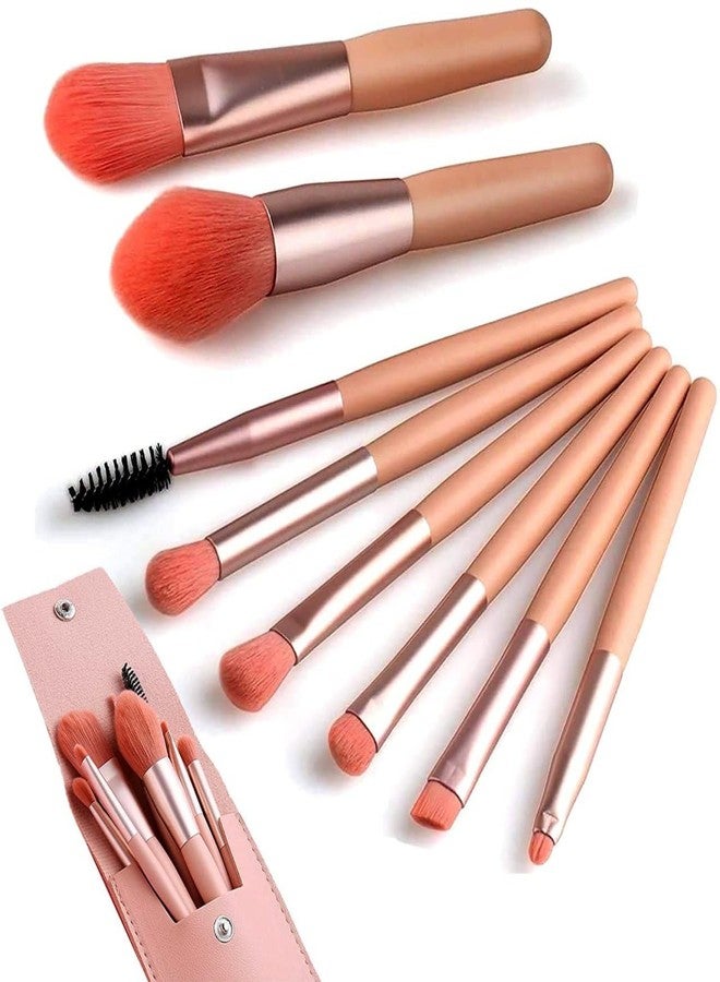 SHOPECOM مجموعة فرش مكياج احترافية من 8 قطع مع حقيبة من SHOPECOM، طقم فرش مكياج بحجم مناسب للسفر للوجه وكريم الأساس وأحمر الخدود وظلال العيون، بمقبض خشبي وشعيرات صناعية (متعددة الألوان). - Image 5